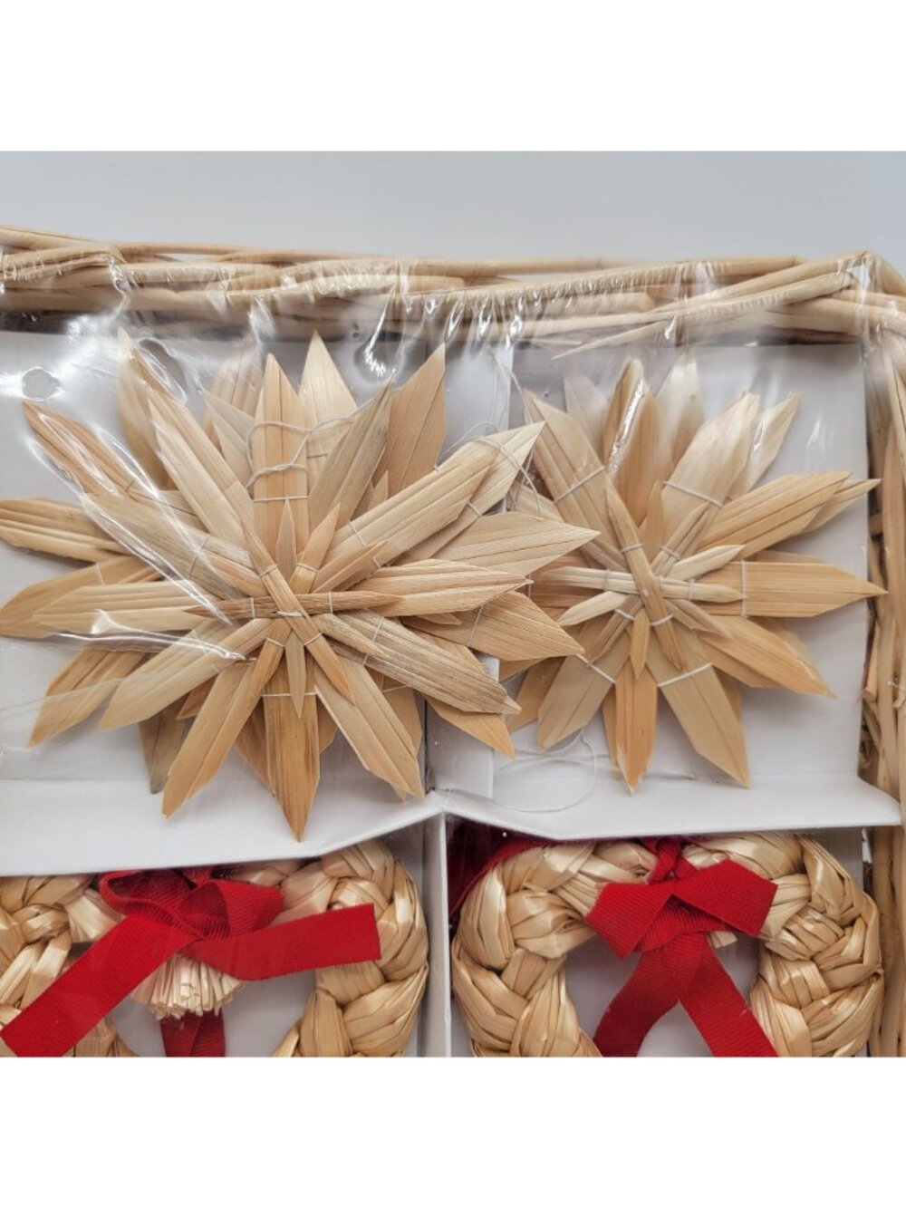 Ikea KOTTE 14 Straw Ornaments Set In Wicker Basket - NEW - Picture 4 of 7
